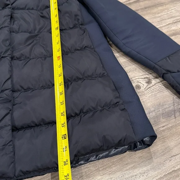 Herno Women's Navy Blue Removable Windblocker Hooded Down Coat Jacket Size M 44 - Picture 15 of 16